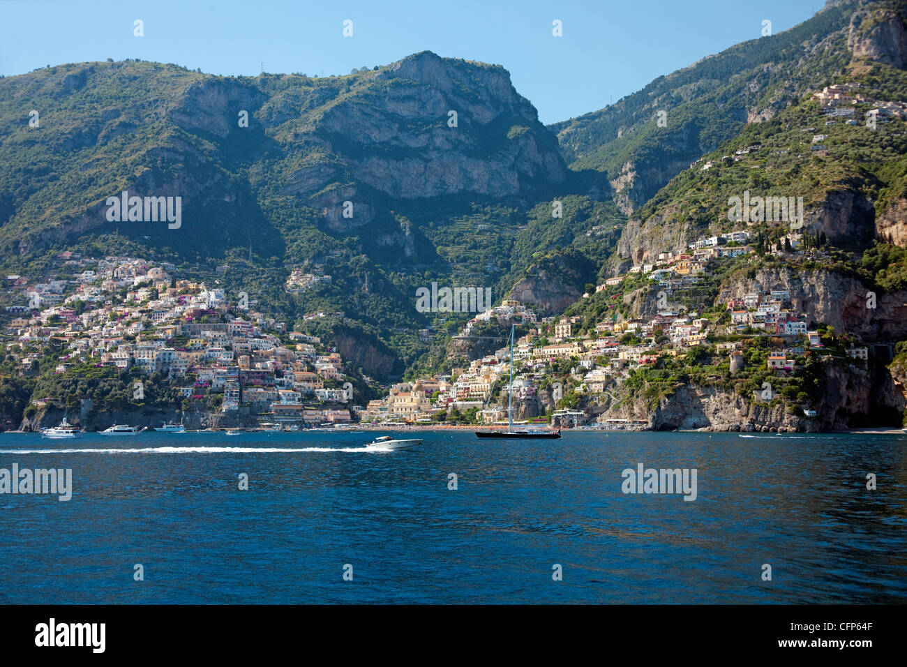 Das Dorf, Positano an der Amalfiküste, Weltkulturerbe der UNESCO, Kampanien, Italien, Mittelmeer, Europa Stockfoto