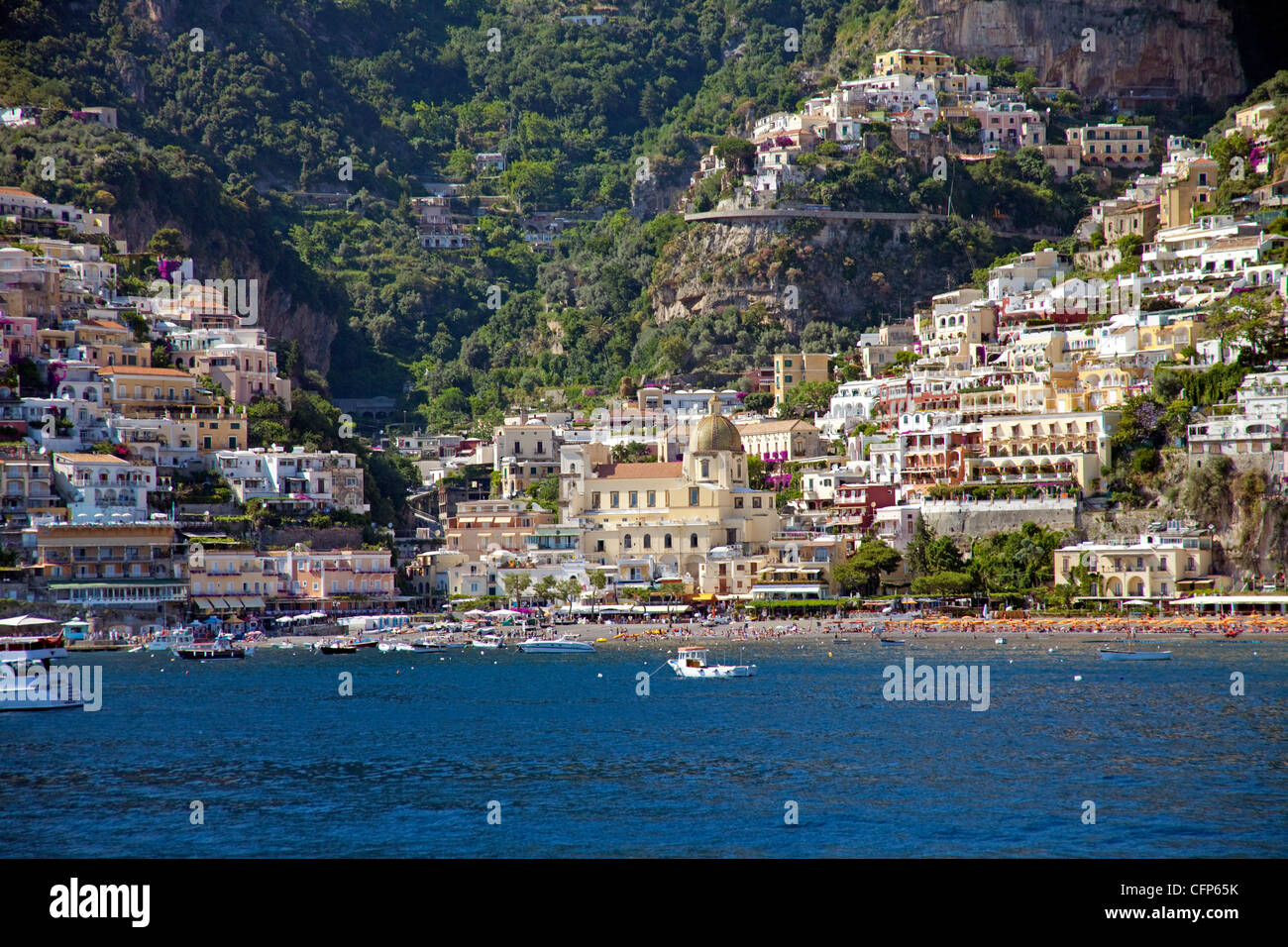 Das Dorf, Positano an der Amalfiküste, UNESCO-Weltkulturerbe, Kampanien, Italien, Mittelmeer, Europa Stockfoto