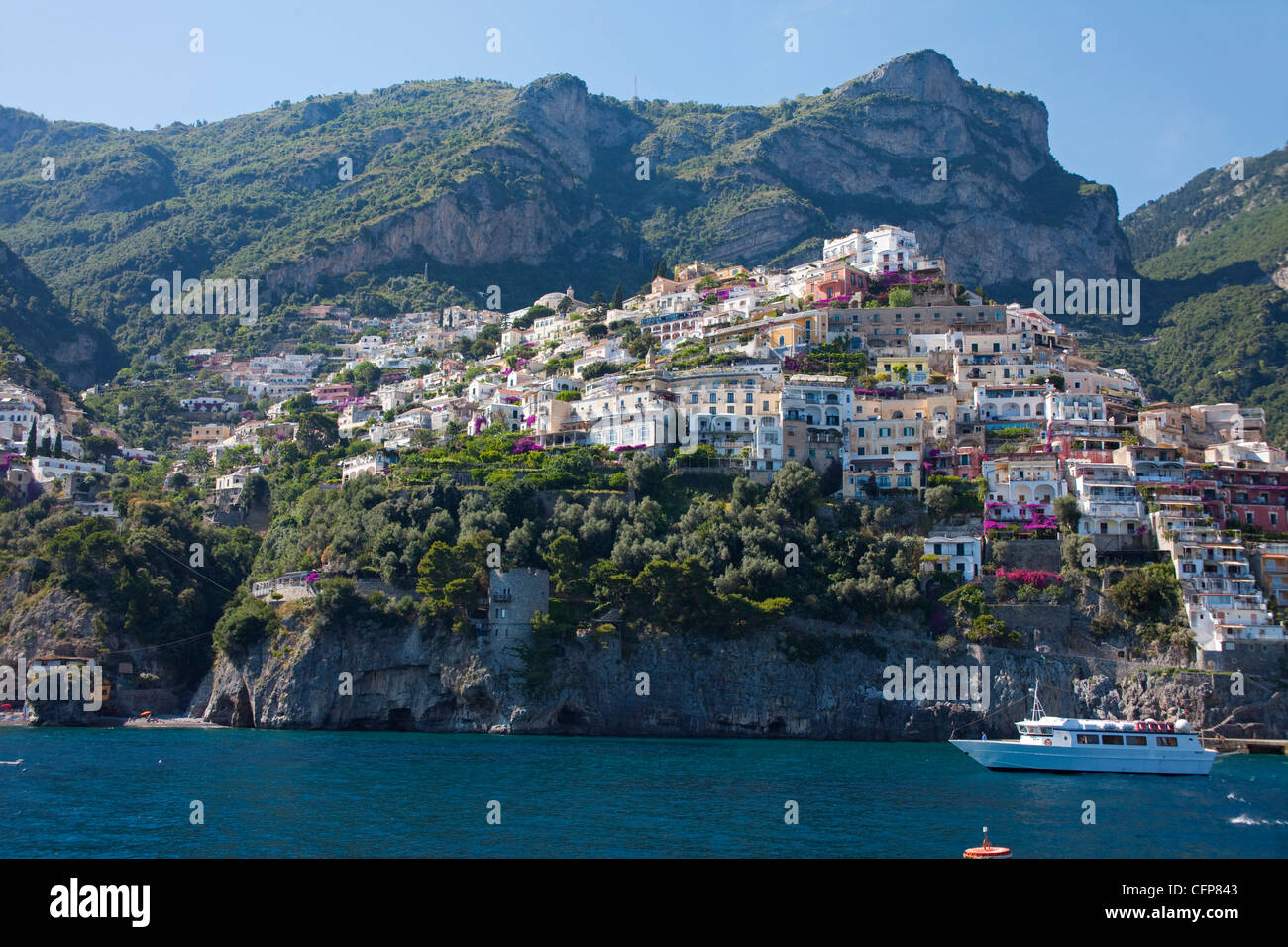 Das Dorf, Positano an der Amalfiküste, UNESCO-Weltkulturerbe, Kampanien, Italien, Mittelmeer, Europa Stockfoto