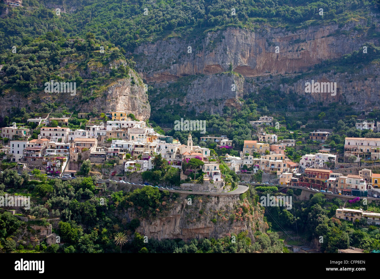 Das Dorf, Positano an der Amalfiküste, UNESCO-Weltkulturerbe, Kampanien, Italien, Mittelmeer, Europa Stockfoto