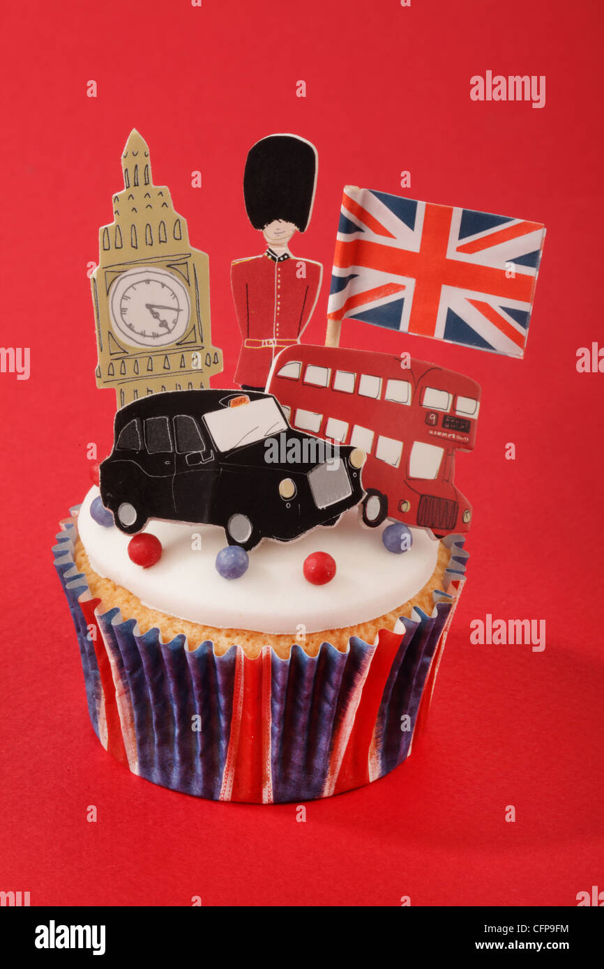 BRITISCHE FEIER LONDON CUPCAKE Stockfoto