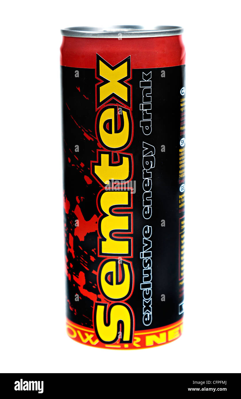 Semtex Energie-Getränk, das in der Tschechischen Republik Stockfoto