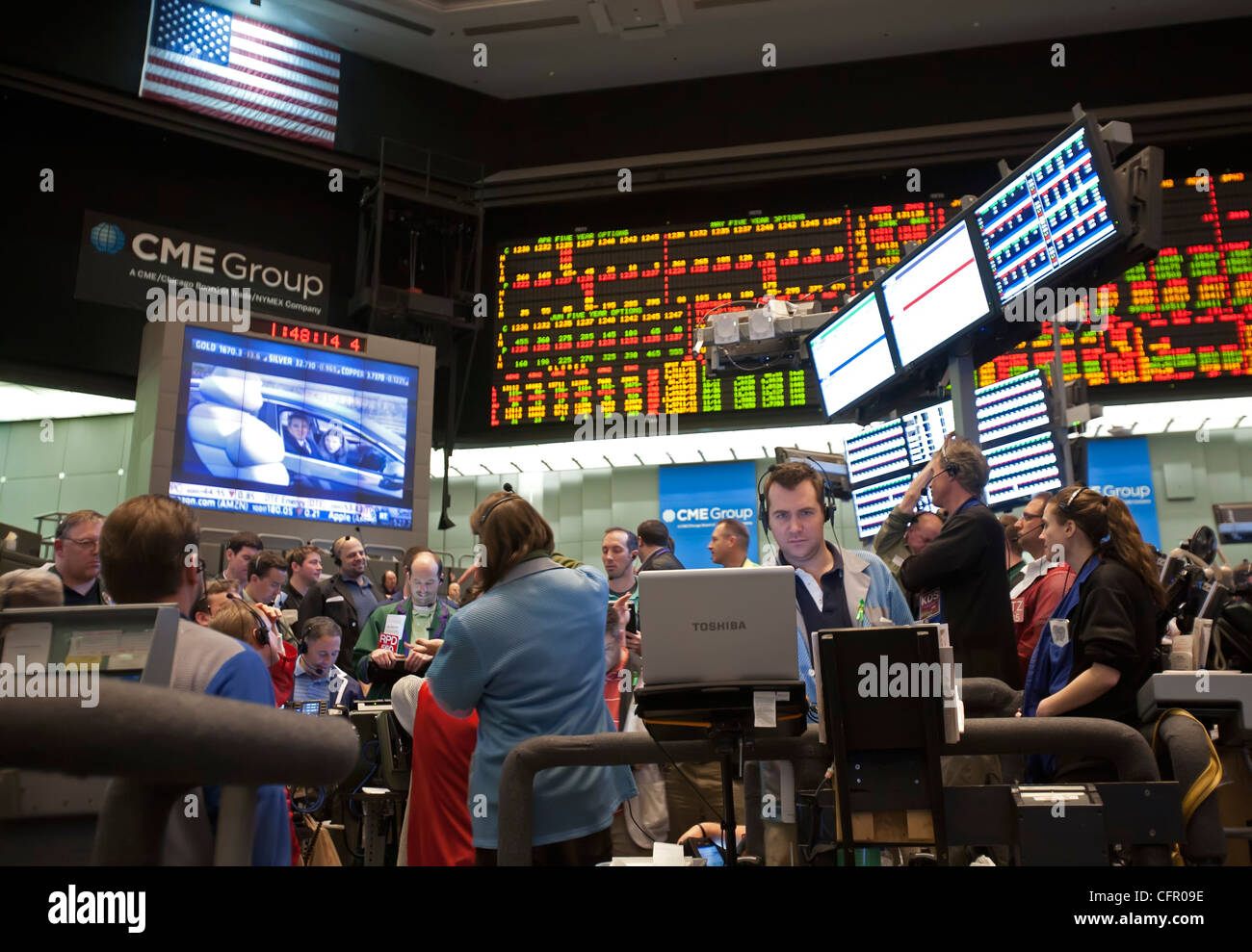 Chicago, Illinois - Rohstoffhandel auf dem Boden der Chicago Mercantile Exchange. Stockfoto