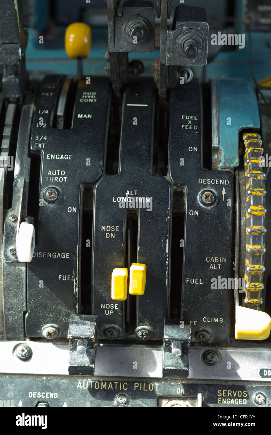 Haupt-Control Hebel im Flugzeug Stockfoto