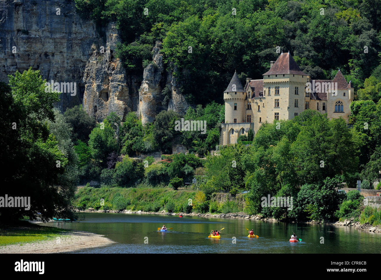 Chateau De La Malartrie, am Fluss Dordogne, La Roque-Gageac, Dordogne, Frankreich, Europa Stockfoto