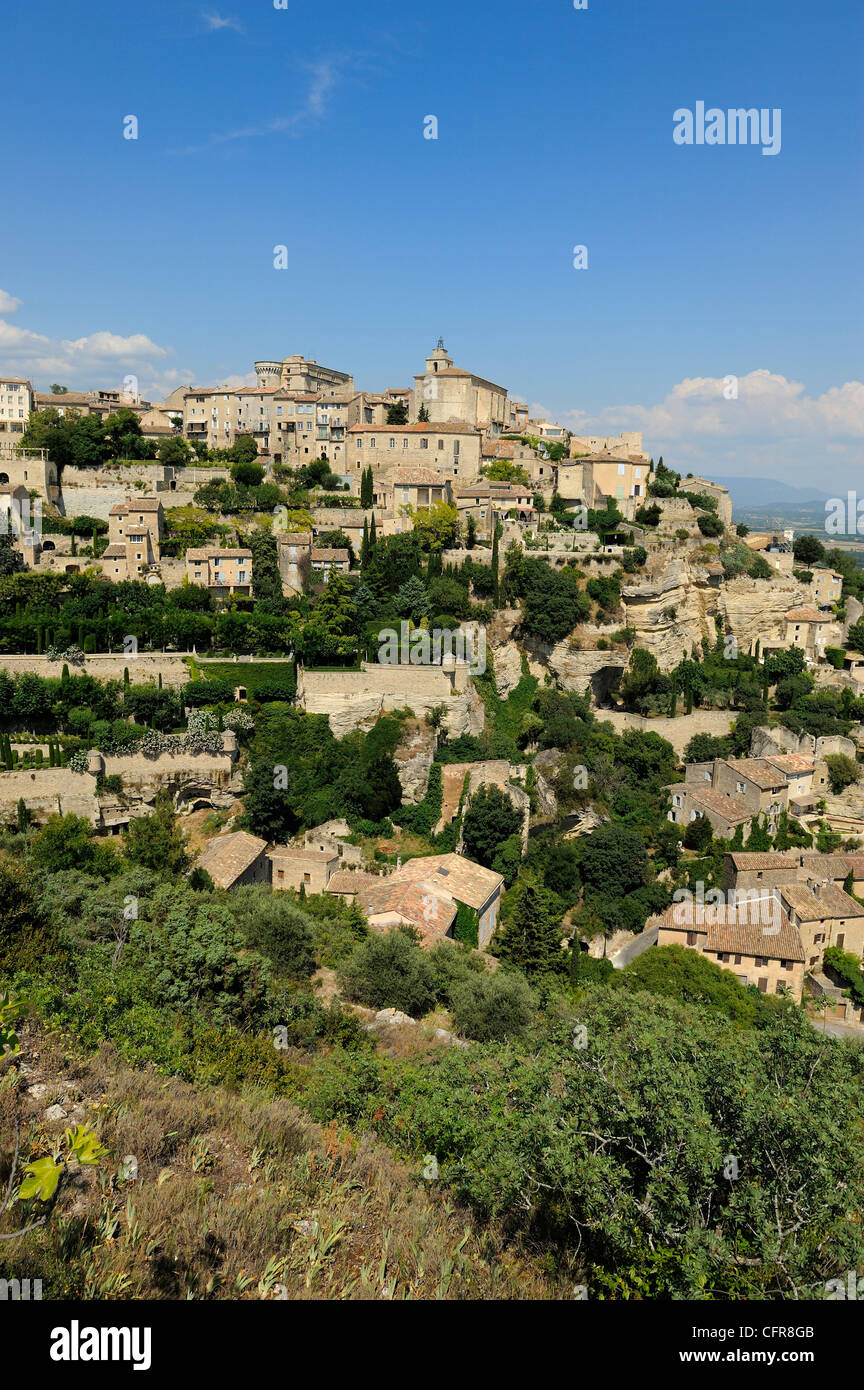 Die Hügel Dorf von Gordes benannt Les Plus Beaux Dörfer de France, Vaucluse, Provence, Frankreich Stockfoto