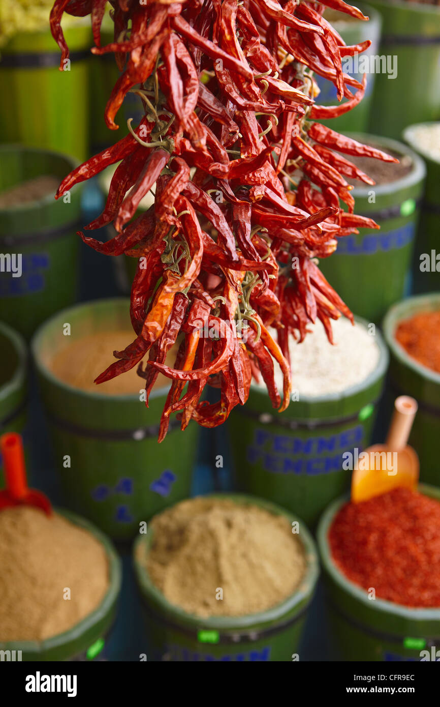 Chilischoten in Spice Market, Istanbul, Türkei, Europa Stockfoto