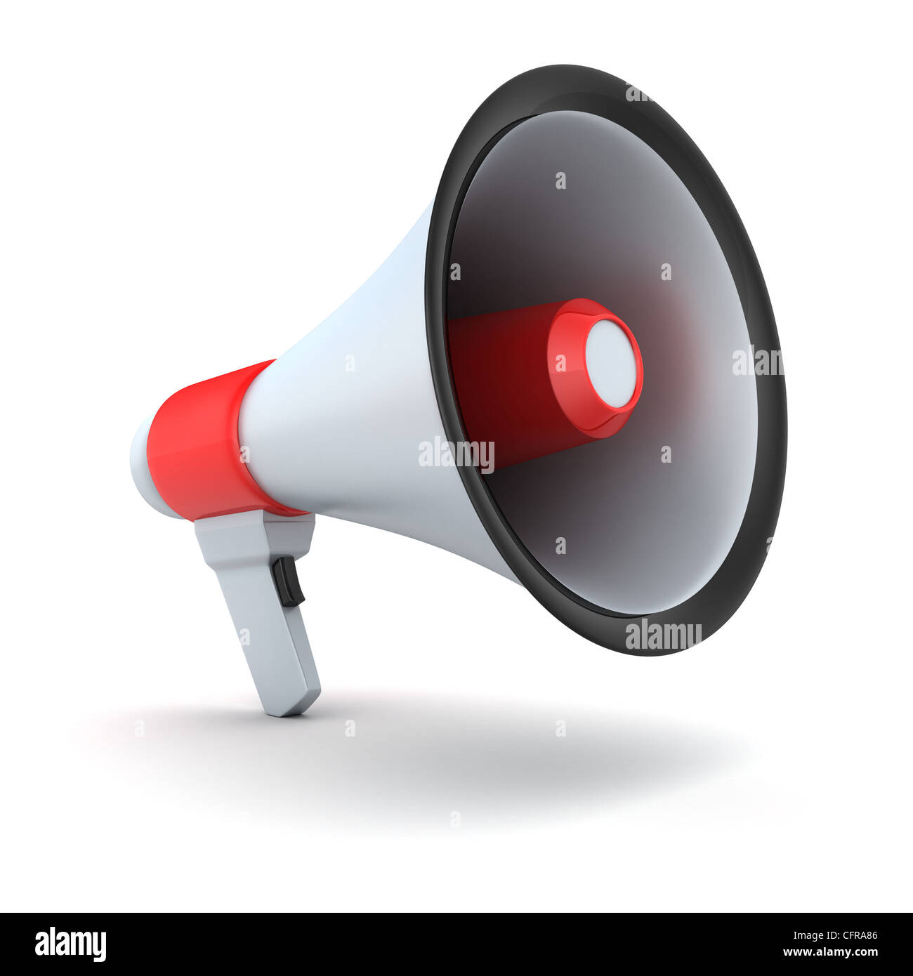 Rotes Symbol Megaphon (isoliert, fertig in 3d) Stockfoto