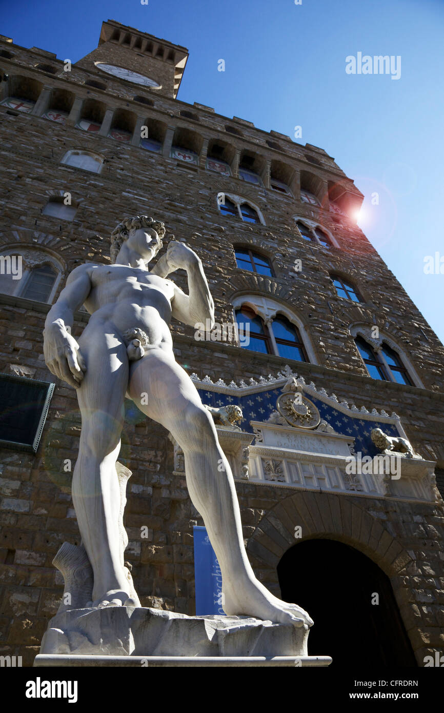 Statue des David von Michelangelo, Piazza della Signoria, Florenz, UNESCO World Heritage Site, Toskana, Italien, Europa Stockfoto