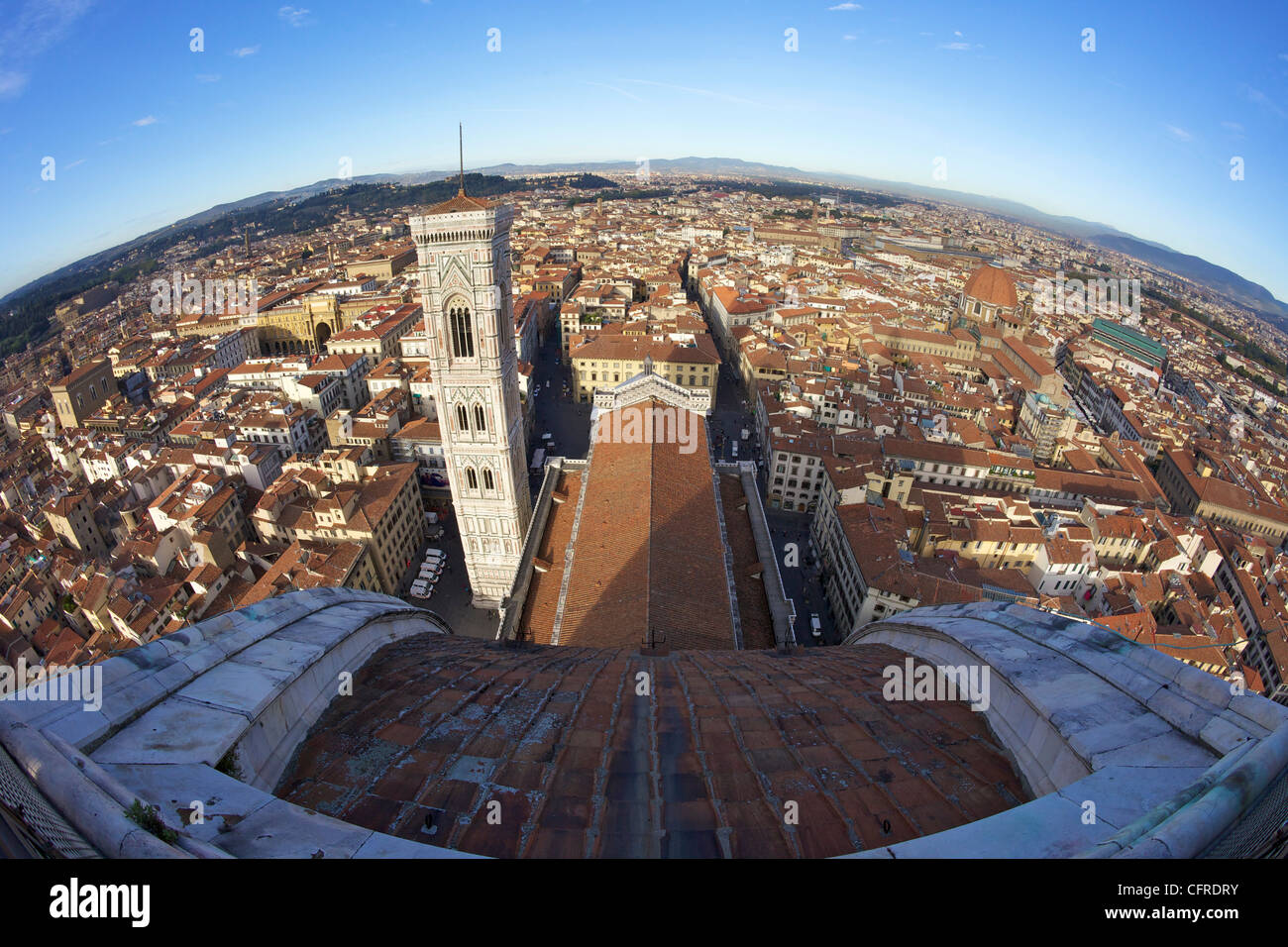 Blick von der Spitze der Kuppel von Brunelleschi, Toskana, Italien, Europa Stockfoto