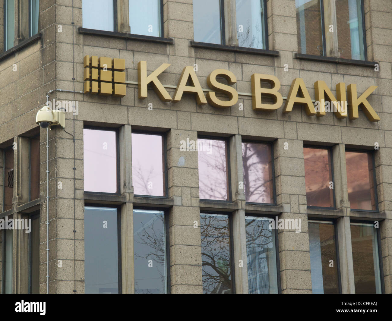 KAS-Bank-Logo am Kopf Bürogebäude in Amsterdam, Niederlande Stockfoto