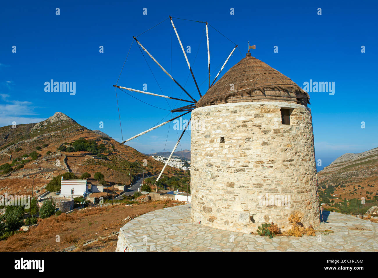 Windmühle, Naxos, Kykladen, griechische Inseln, Griechenland, Europa Stockfoto