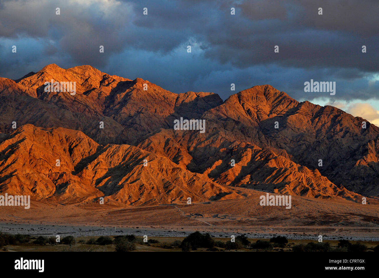 Die Berge von Moab im Araba-Tal. Stockfoto