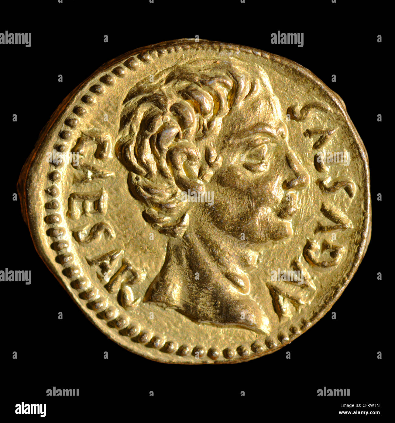 Roman Coin - Kaiser Augustus (Nachbau) Stockfoto