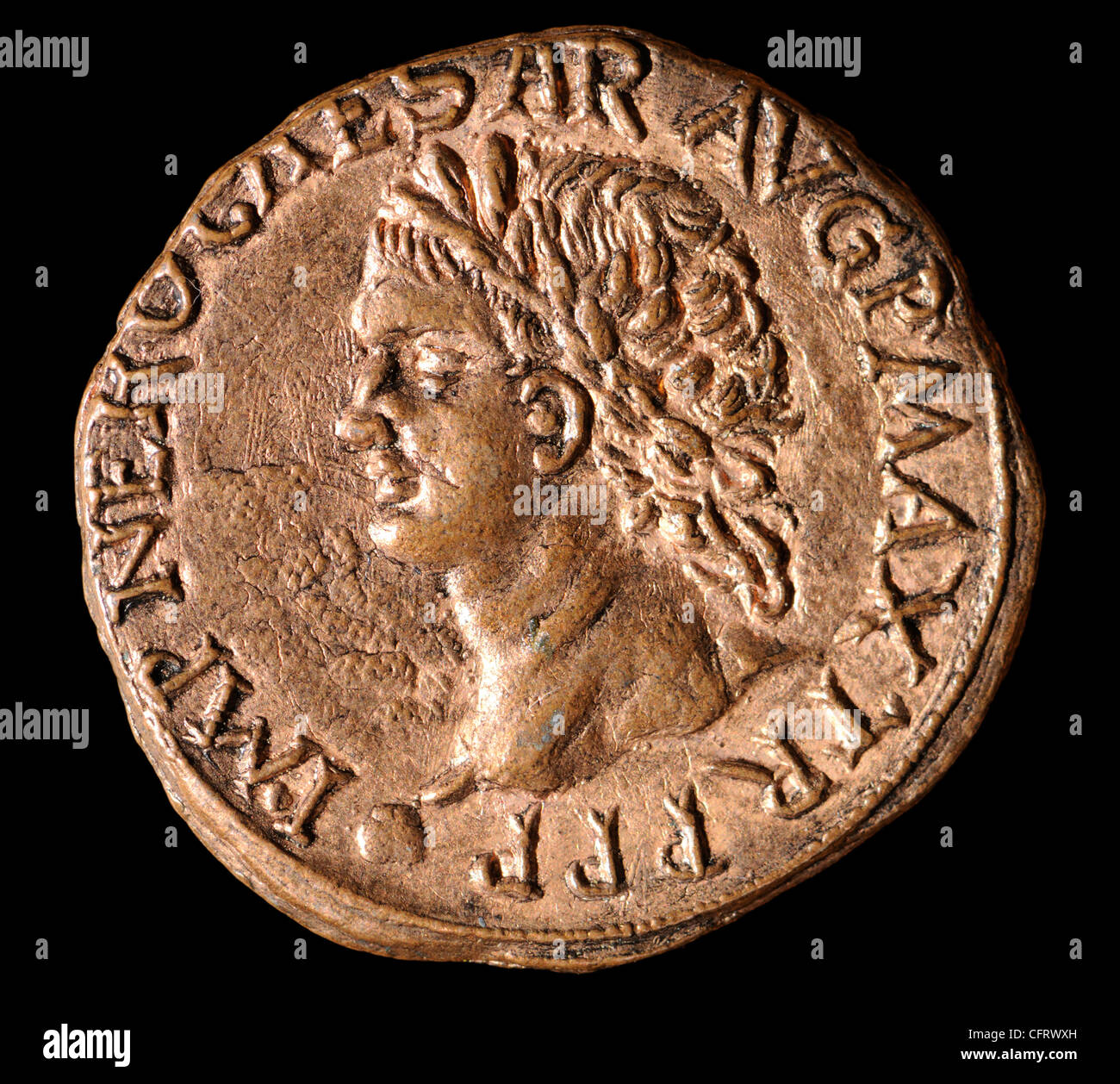 Roman Coin - Nero (Nachbau) Stockfoto