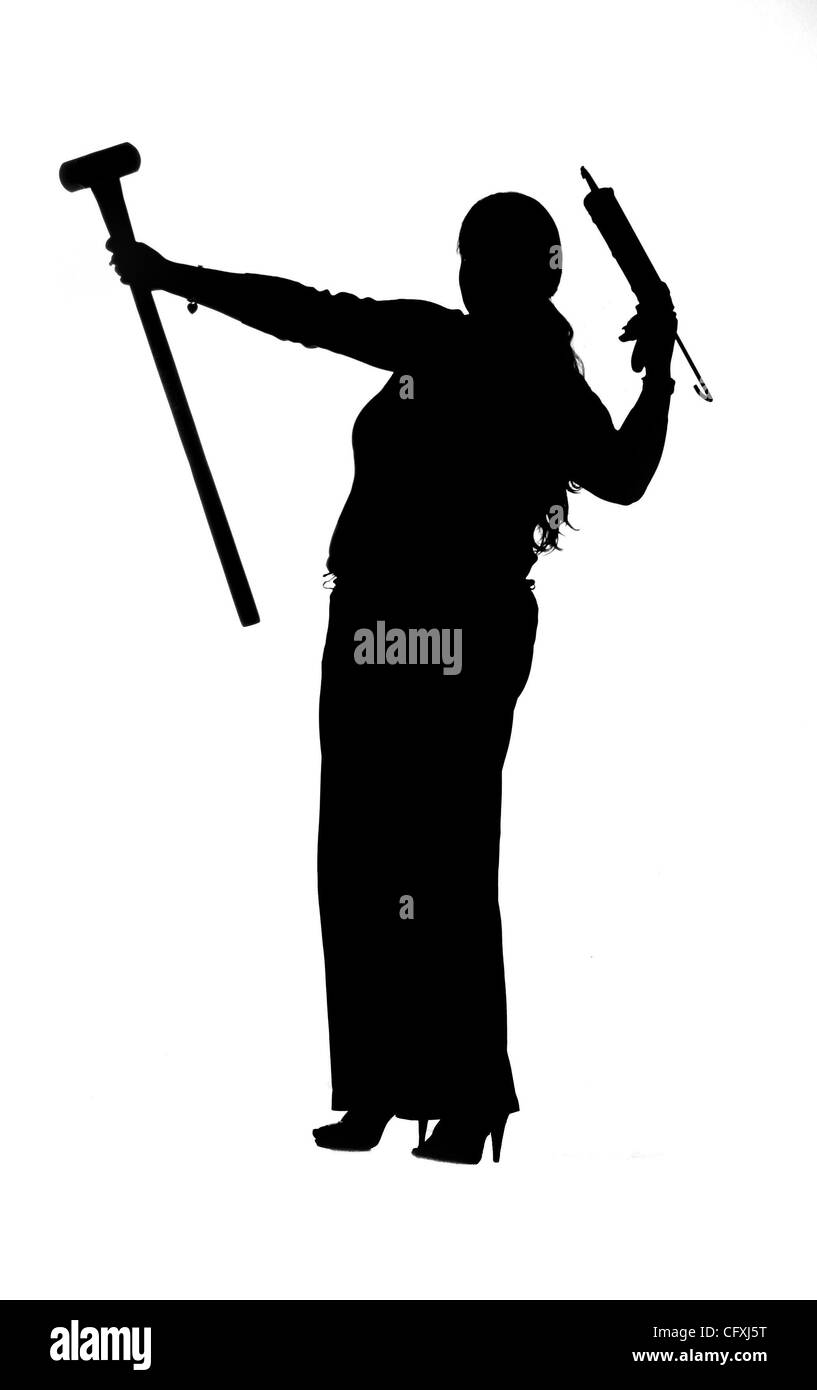 041607 - STUDIO - Ana Valdes illustrieren Frauen kann Fliese und brechen Wände zu legen.  Für La Palma Herzstück.  Personal-Foto von Tim stepien Stockfoto