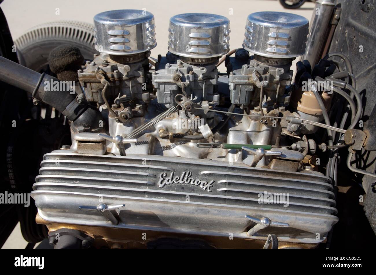 11. Juni 2007 - El Mirage, Kalifornien, Vereinigte Staaten - El Mirage trockenen Seegrund wurde an Land Speed Racing (LSR) für mehr als ein halbes Jahrhundert nach Hause. Hot Rods und Motorräder, die waren im Wettbewerb um neue Geschwindigkeitsrekorde mit Geschwindigkeiten bis zu 180 km/h zu erreichen. Mehr als 50 Jahren, Southern California Stockfoto