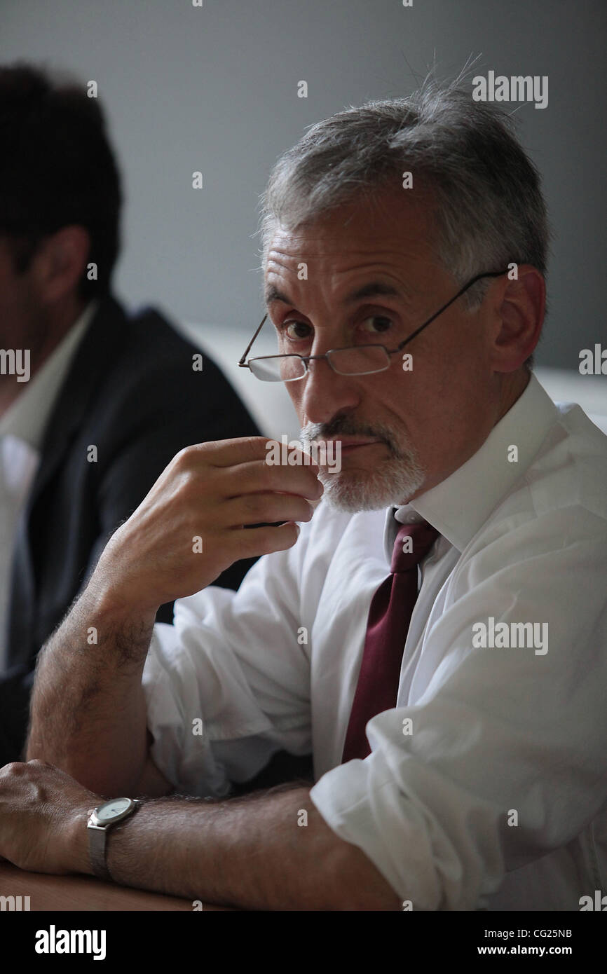 Juli 28,2011. Moskau, Russland. Im Bild: Professor Andrew Blake, Managing Director von Microsoft Research Cambridge an den Eröffnungsvortrag der Mikrosoft Forschung Summer School an der Moskauer Universität. Stockfoto