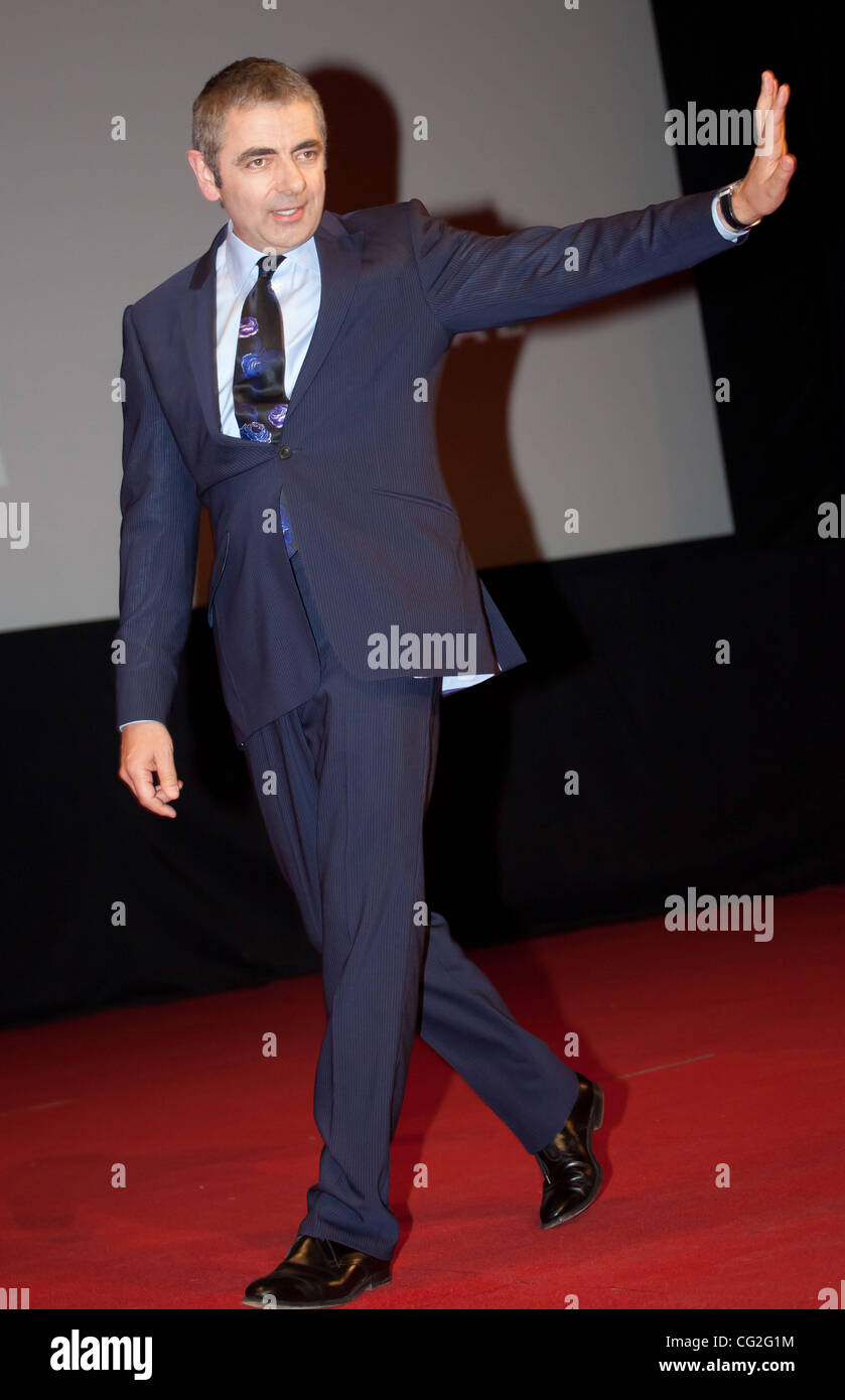 September 12,2011. Moskau, Russland. Im Bild: Englische Schauspieler Rowan Atkinson bei Johnny English Reborn russische Premier Oktyabr Kino Theater von Moskau. Stockfoto