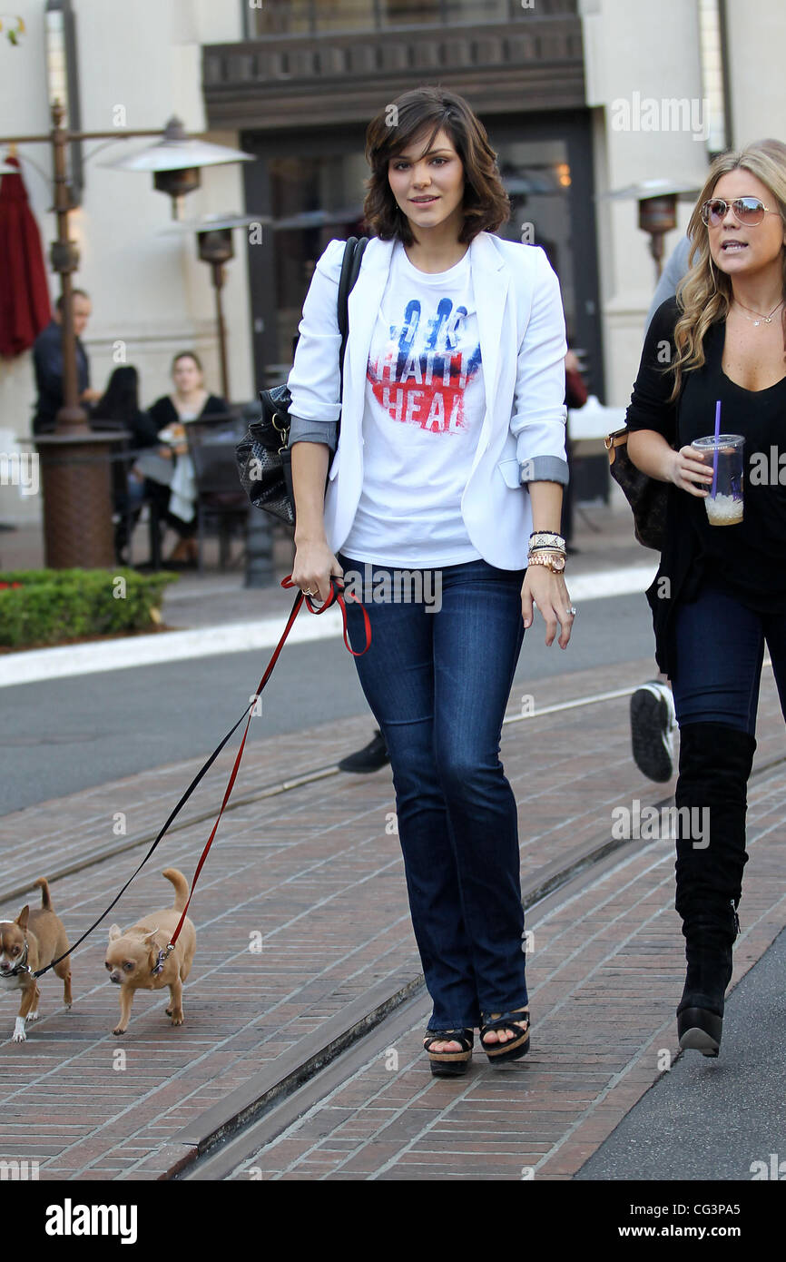 Katharine McPhee Einkaufen bei "The Grove" mit ihren Hunden.   Los Angeles, Kalifornien - 13.01.11 Stockfoto