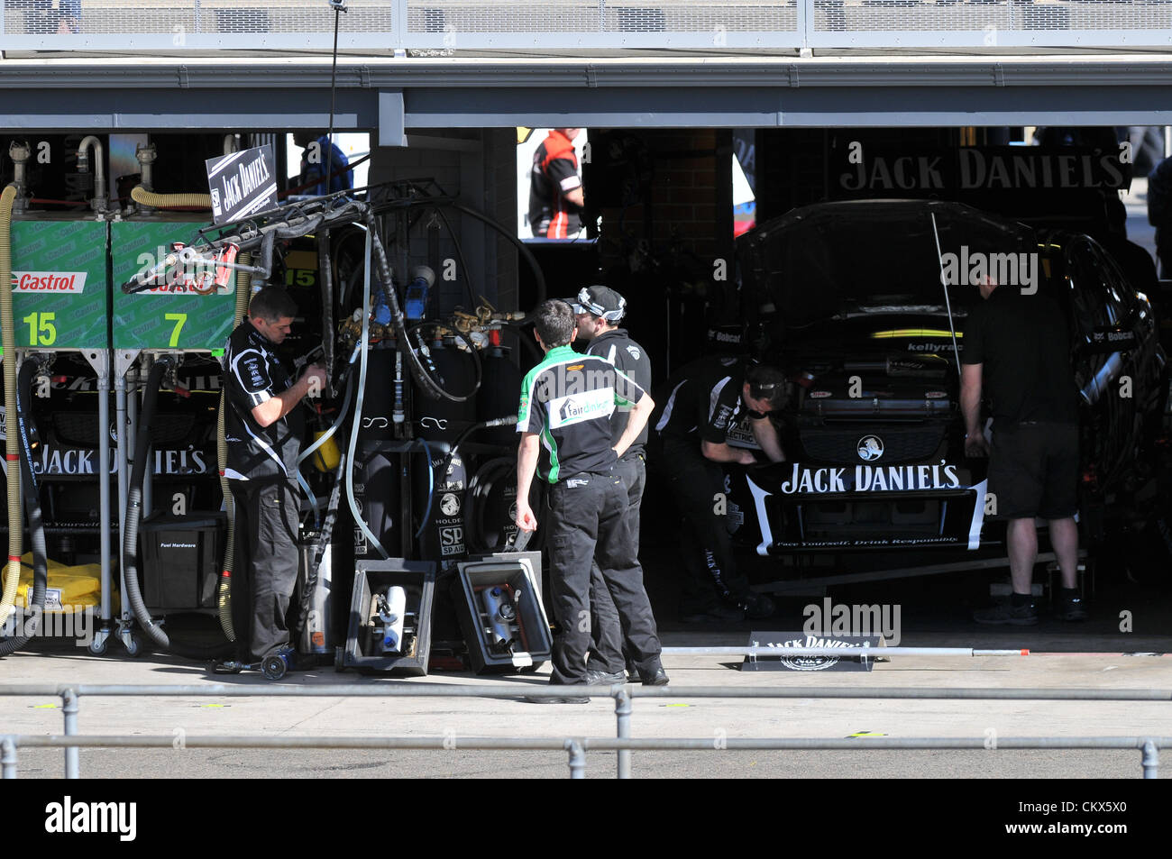 26. August 2012. Creek, Ostaustralien. Pitt-Aktion während der V8 Supercar Meisterschaft an der Sydney Motorsport Park, Australia Stockfoto