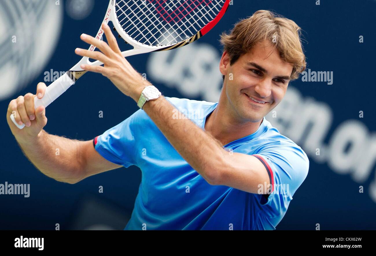 25. August 2012. Flushing Meadows, New York USA. US Open 2012 Grand-Slam-Flushing Meadows Arthur Ashe Kids Tag Bild zeigt Roger Federer SUI Stockfoto