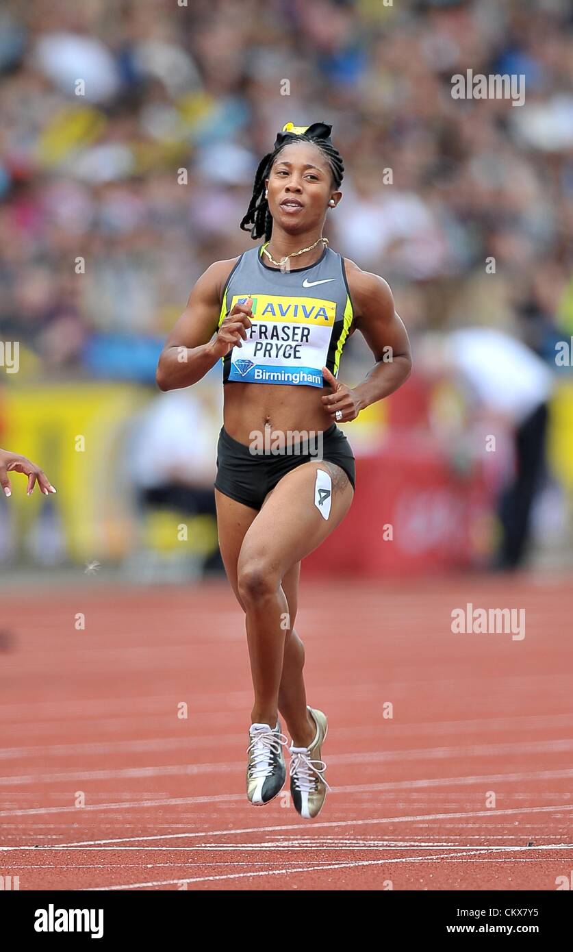 26. August 2012. Birmingham Alexander Stadion, Birmungham, UK, Sonntag. 26.08.2012. Diamond League Leichtathletik. Aviva-Serie. Shelly-Ann Fraser-Pryce (Marmelade, Jamaika). Stockfoto