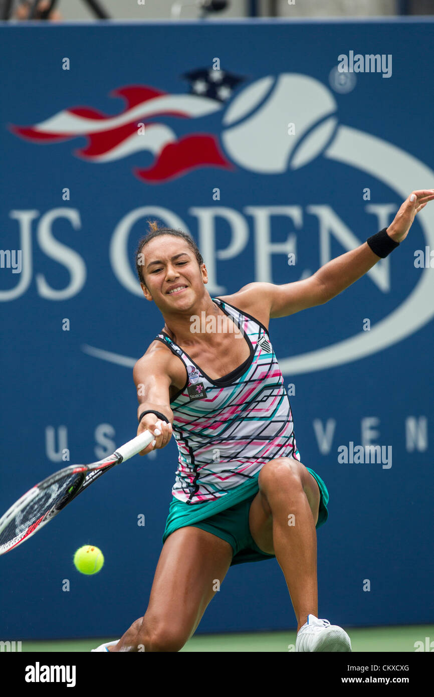 27. August 2012, Runde New York, NY, Tag eins, 2012 uns Open Tennis-Heather Watson (GBR) während ihrer ersten Spiel. Stockfoto