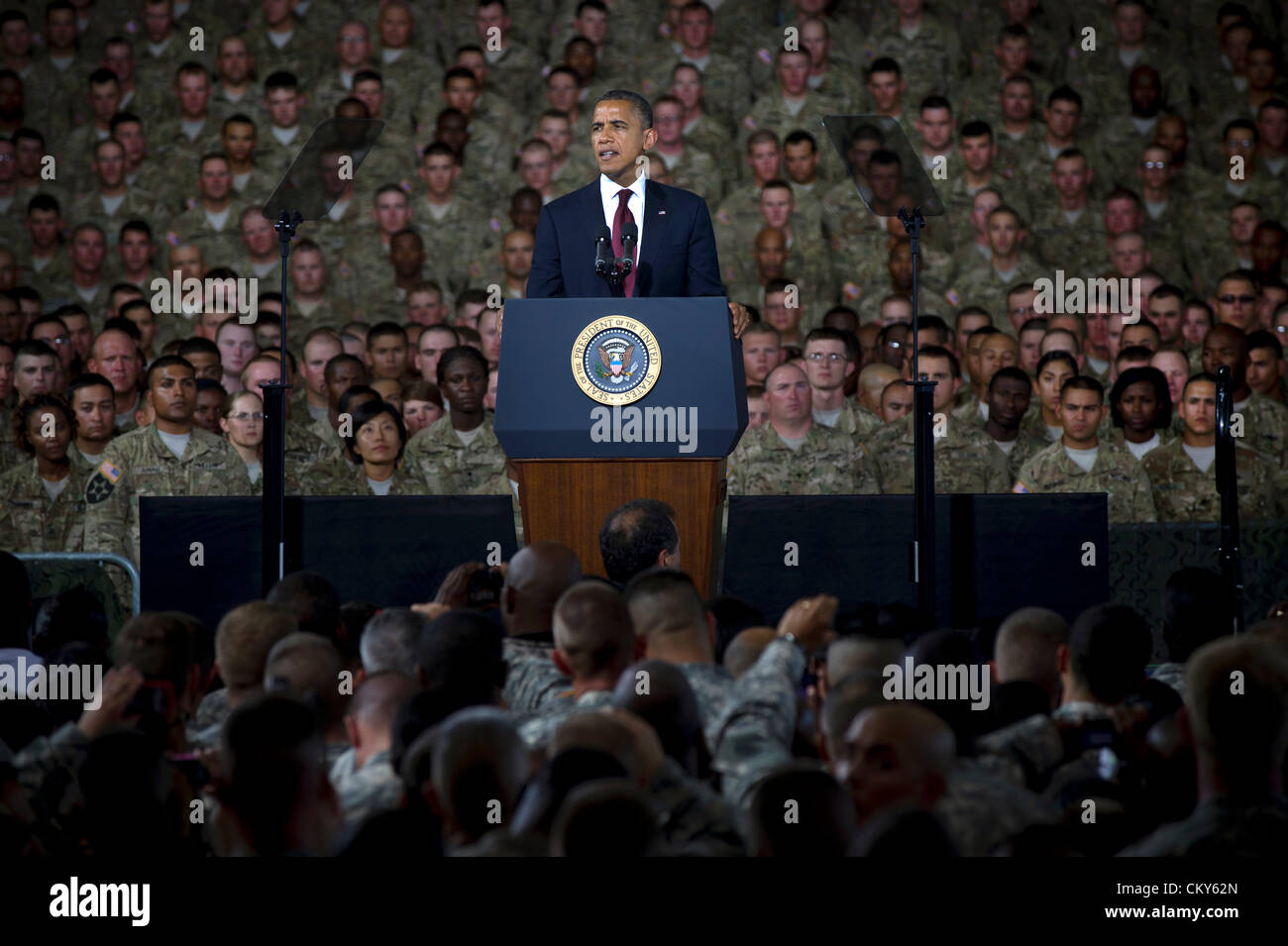 US-Präsident Barack Obama spricht Soldaten 31. August 2012 bei einem Besuch in Fort Bliss, Texas. Stockfoto