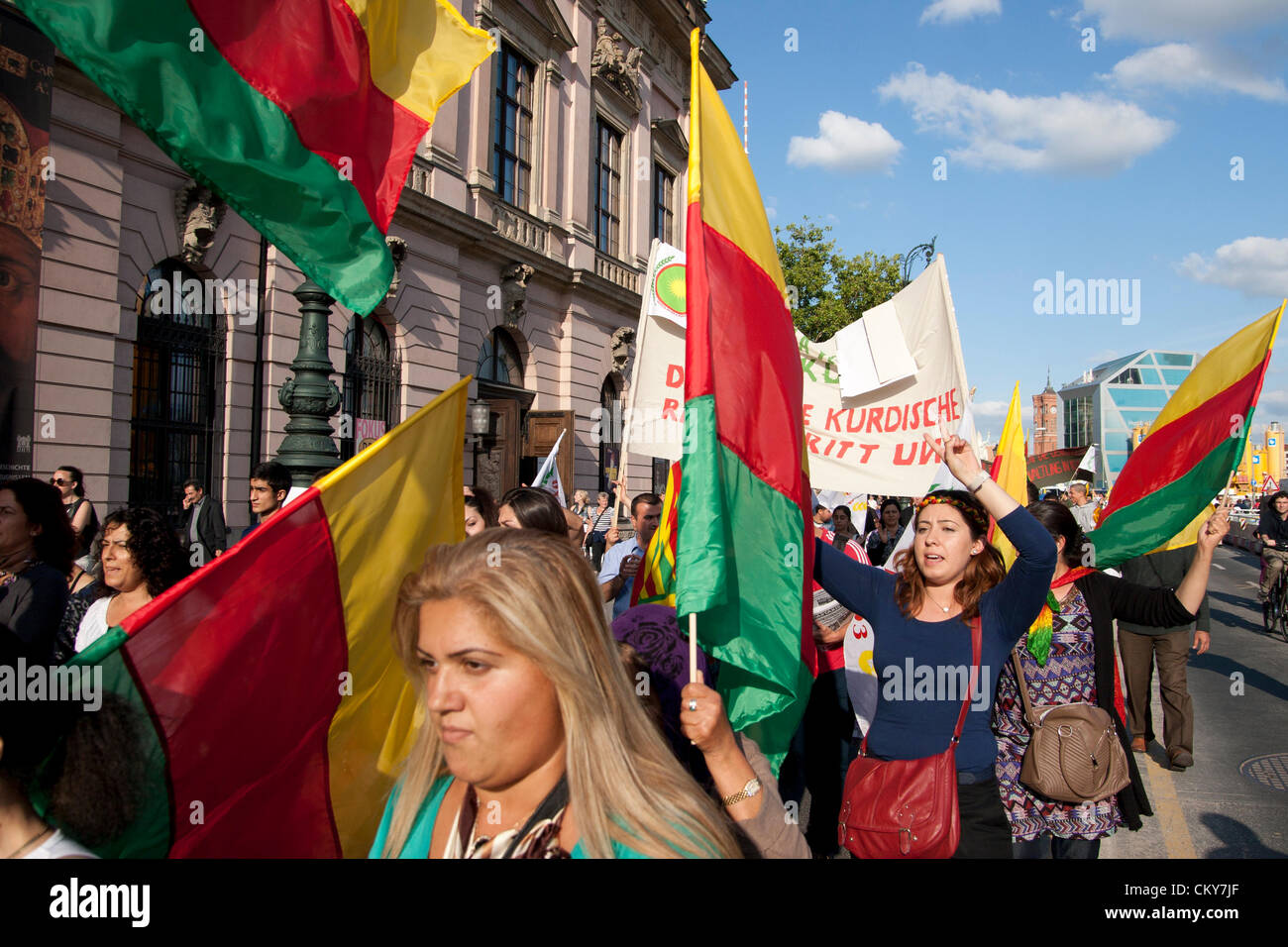 Samstag, 1. September 2012. Demonstration zur Unterstützung der Kurden in Syrien. Berlin, Deutschland. Stockfoto