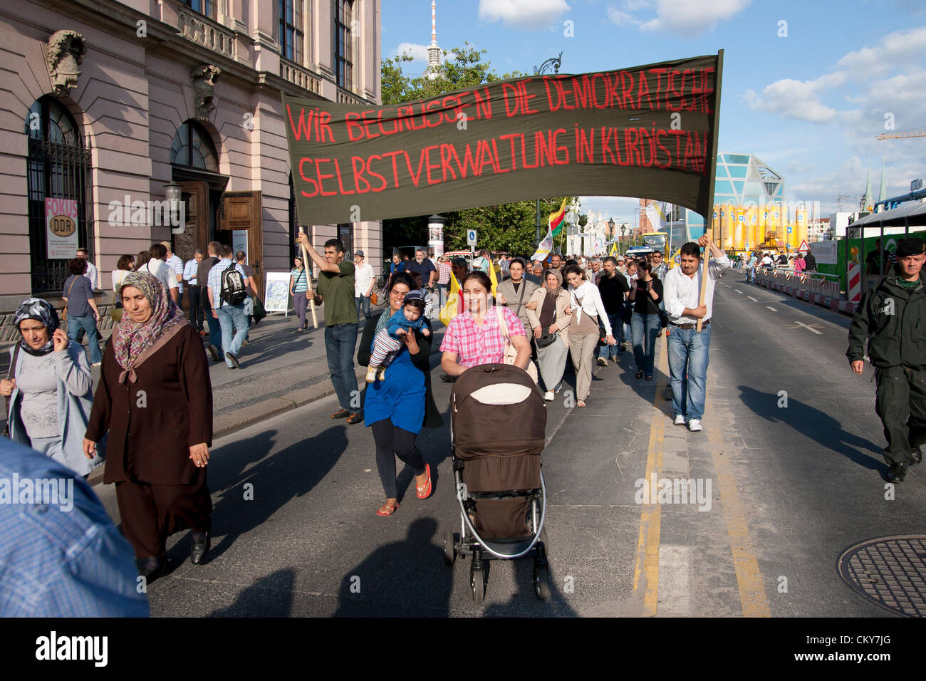 Samstag, 1. September 2012. Demonstration zur Unterstützung der Kurden in Syrien. Berlin, Deutschland. Stockfoto