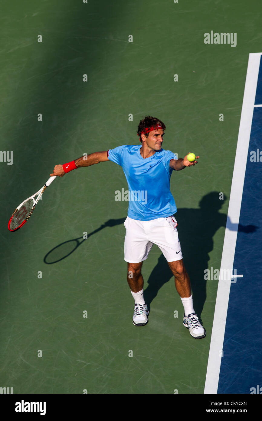 Roger Federer (SUI) auf das Jahr 2012 uns Open Tennisturnier, Flushing, New York. USA. 1. September. Stockfoto