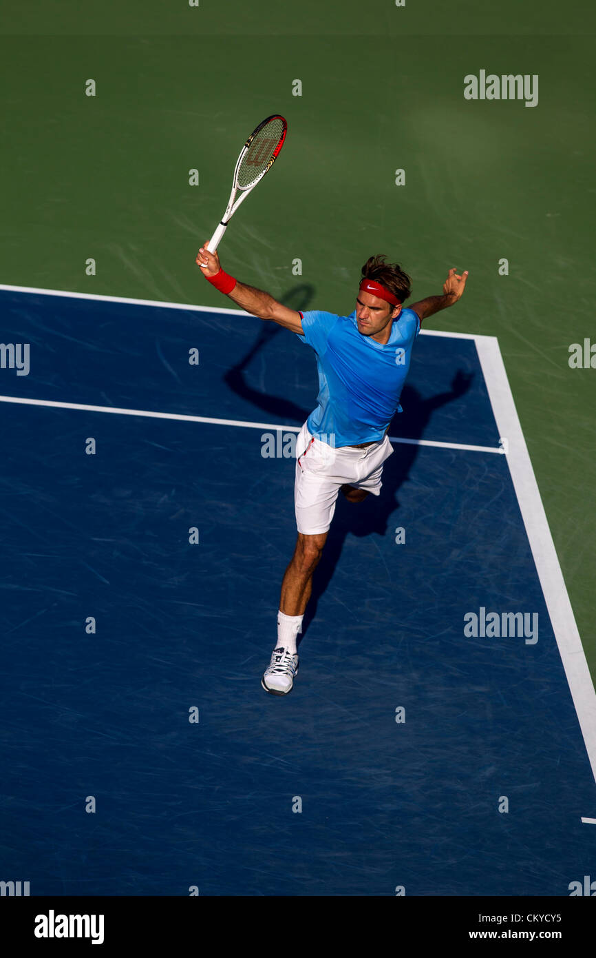 Roger Federer (SUI) auf das Jahr 2012 uns Open Tennisturnier, Flushing, New York. USA. 1. September. Stockfoto