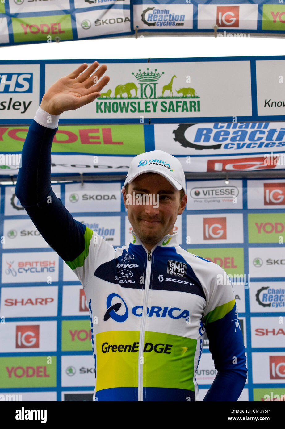 Knowsley, Vereinigtes Königreich. 10. September 2012. Leigh Howard Orica-GreenEDGE gewinnt Etappe der Tour of Britain aus Nottingham, Knowsley. Bildnachweis: Aktion Plus Sportbilder / Alamy Live News Stockfoto