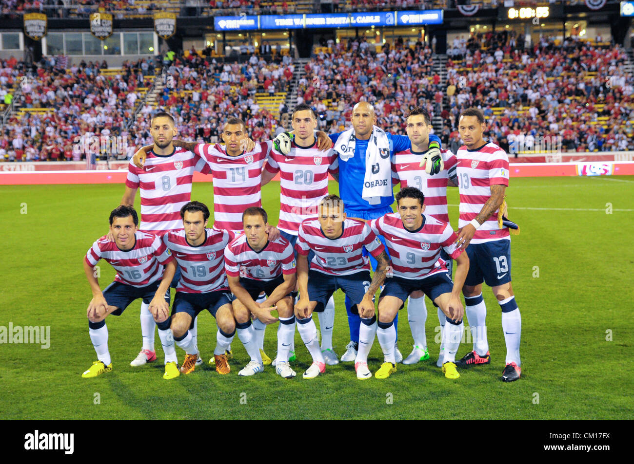 Columbus, Ohio, USA. 11. September 2012. Internationalen Fußballmannschaft der Männer der USA Line-up vor der Welt-Cup-Qualifikationsspiel im Crew-Stadion. Stockfoto