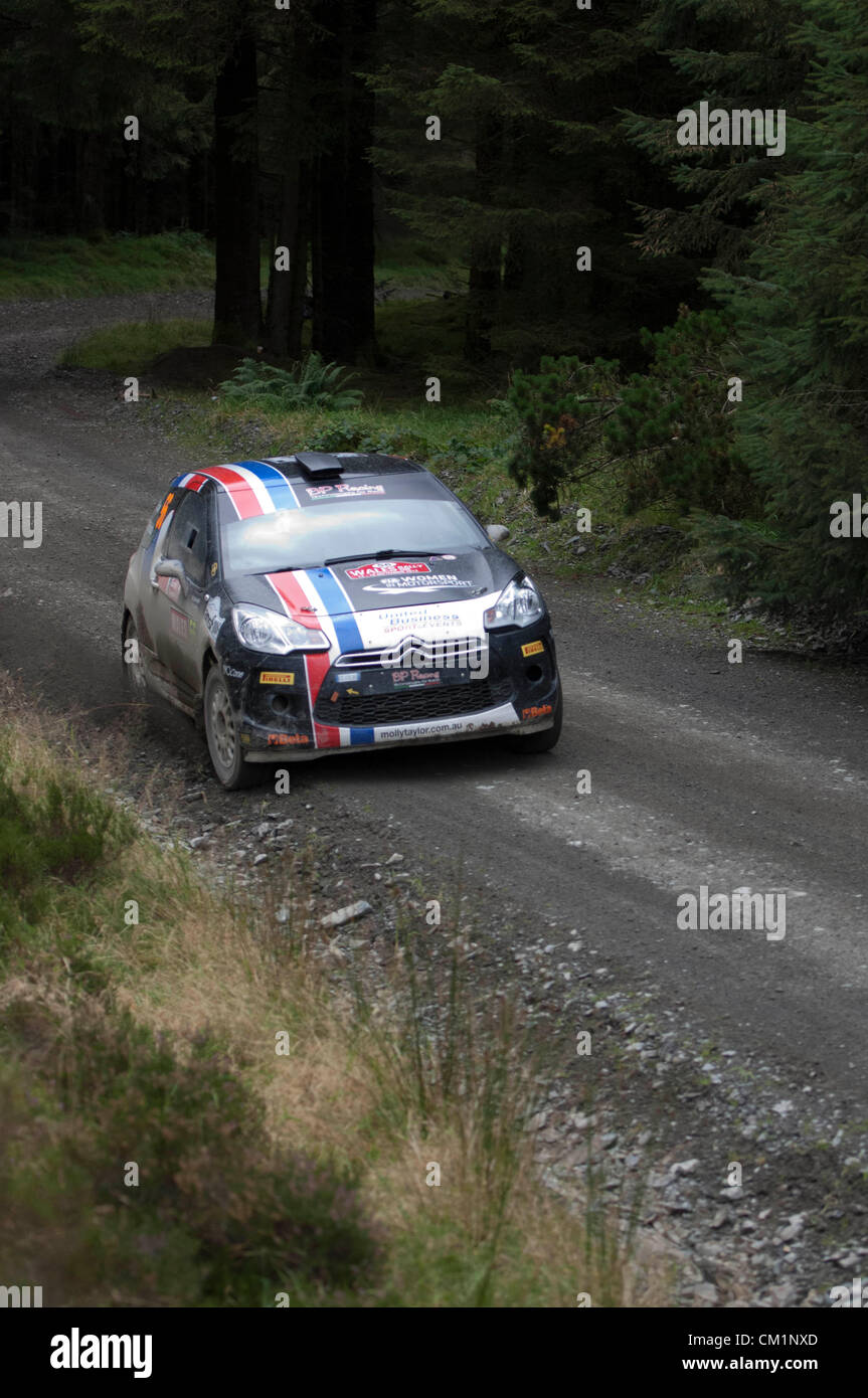 14. September 2012 - Teufelsbrücke - Mid-Wales: WRC Wales Rallye GB SS6 Myherin Bühne: Molly Taylor (AUS) und co Fahrer Sebastian Marshall (GBR) in ihren Citroen DS3 R3T. Stockfoto