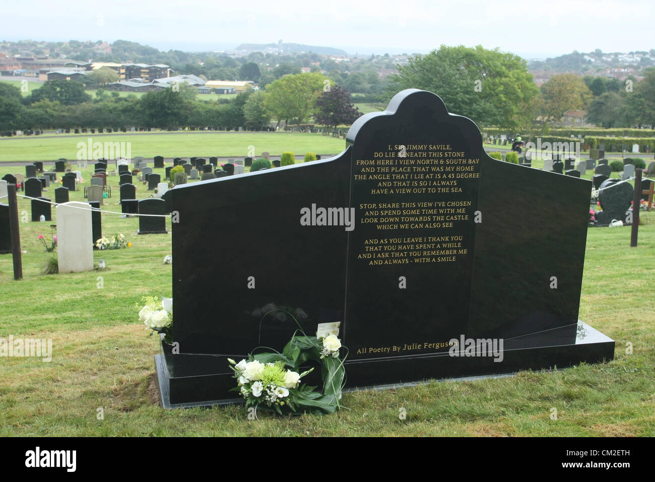 SIR JIMMY SAVILE SIR JIMMY SAVILE MEMORIAL SCARBOROUGH ENGLAND UK 20. September 2012 Stockfoto