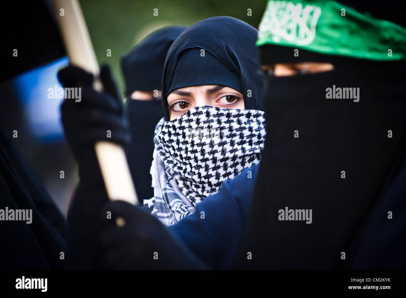 21. September 2012 - Oslo, Norwegen: Muslime protestieren wegen des Films "die Unschuld der Muslime". Der Film verursachte weitverbreitete Proteste auf der ganzen Welt. Stockfoto