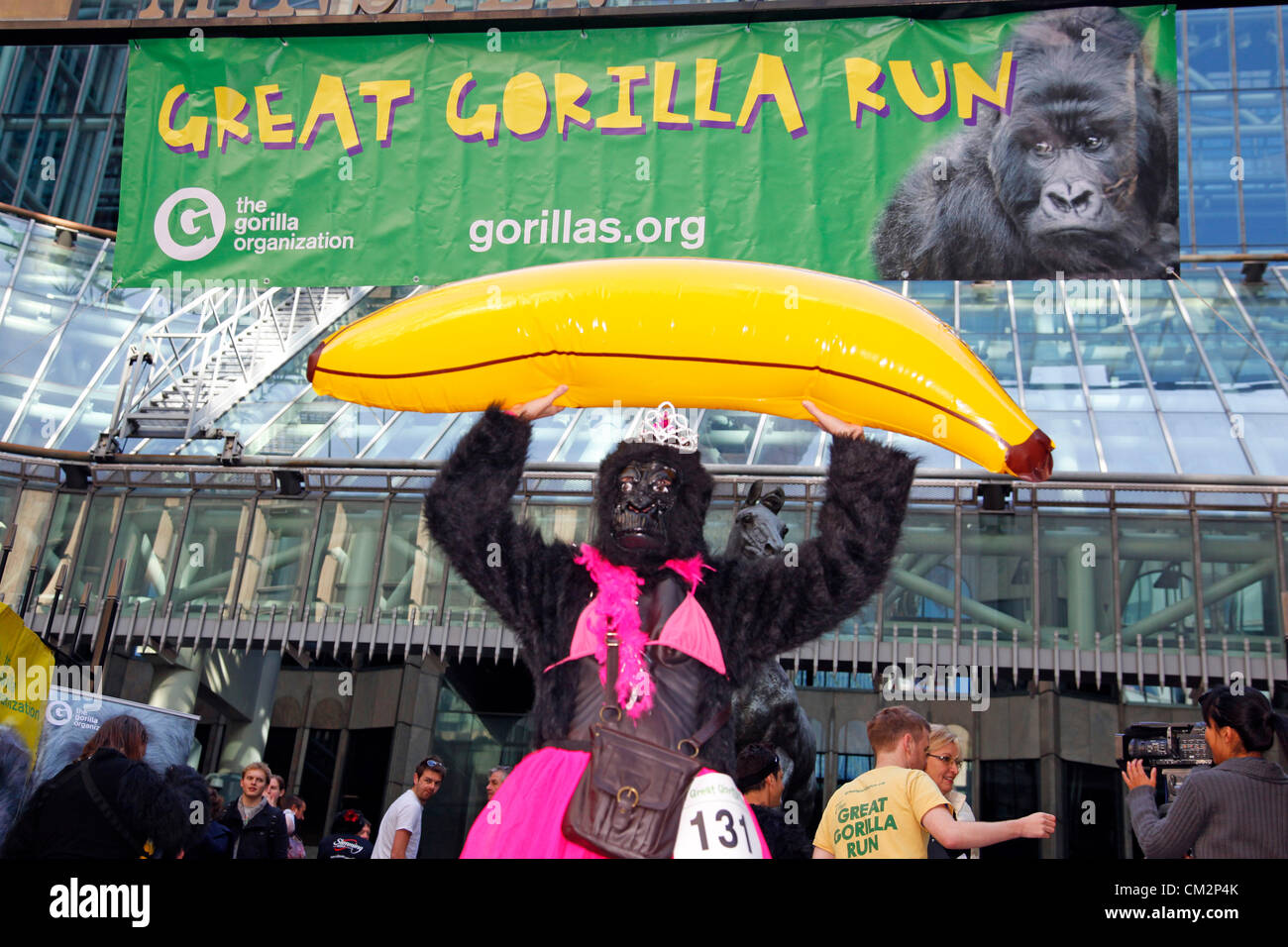 London, UK. 22. September 2012. Großen Gorilla laufen 2012 ein Charity-Lauf verkleidet als Gorillas, die Berggorillas zu speichern Stockfoto