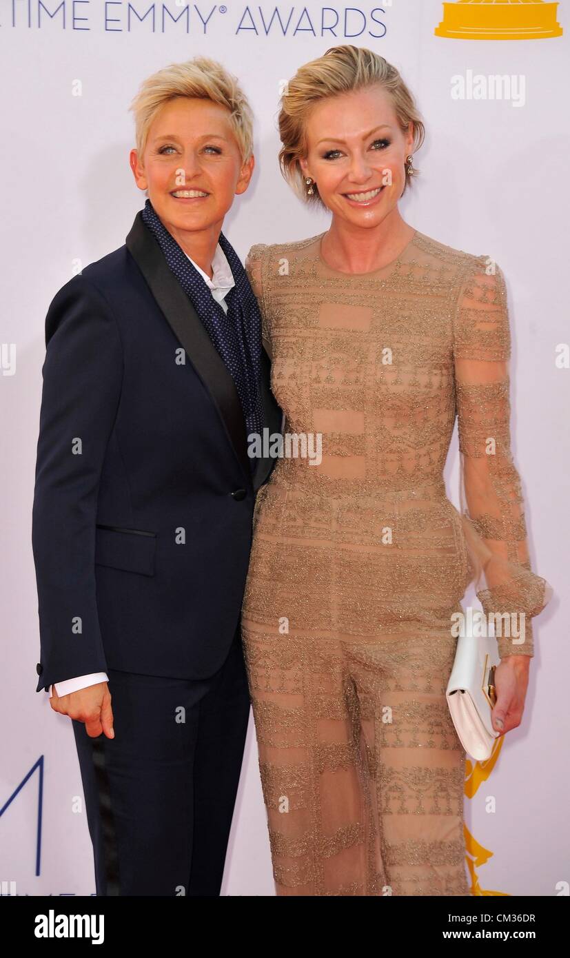 Ellen Degeneres, Portia de Rossi arrivals64th Primetime Emmy Awards - Ankünfte Nokia Theatre L.A. LIVE Los Angeles CA September Stockfoto