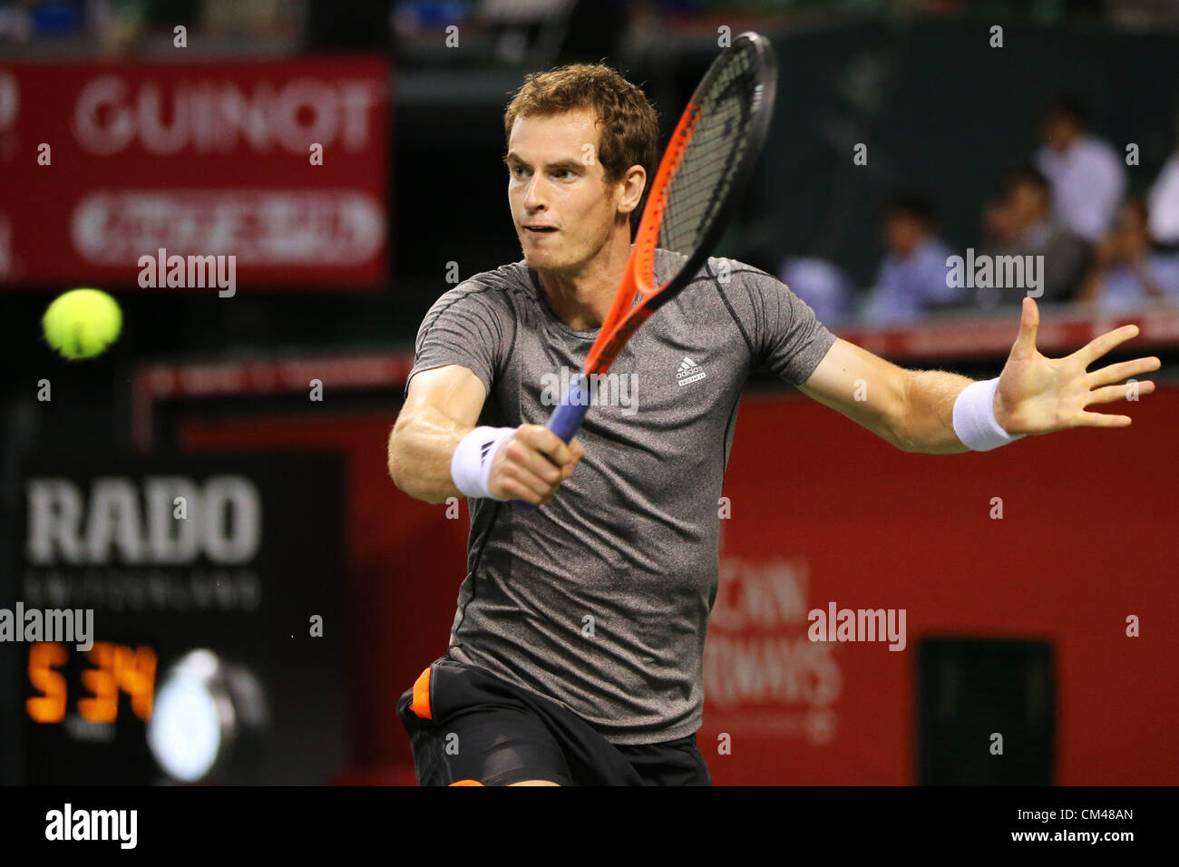 Andy Murray (GBR) spielt auf die Rakuten Japan Open 2012, ATP Sonntag Ariake Kolosseum, Tokio, Japan. 30. September 2012. Stockfoto