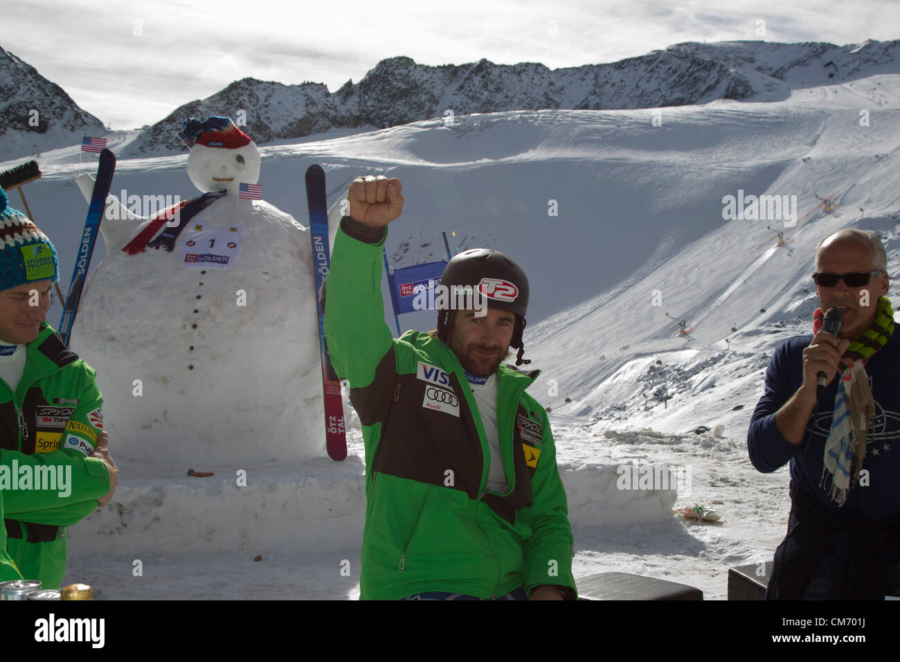 Sölden Sie 18. Oktober 2012, Österreich. Die US-Ski-Team-Pressekonferenz mit Ötztal Tourismus aus Sölden, die Winterresidenz des Skiteams Stockfoto