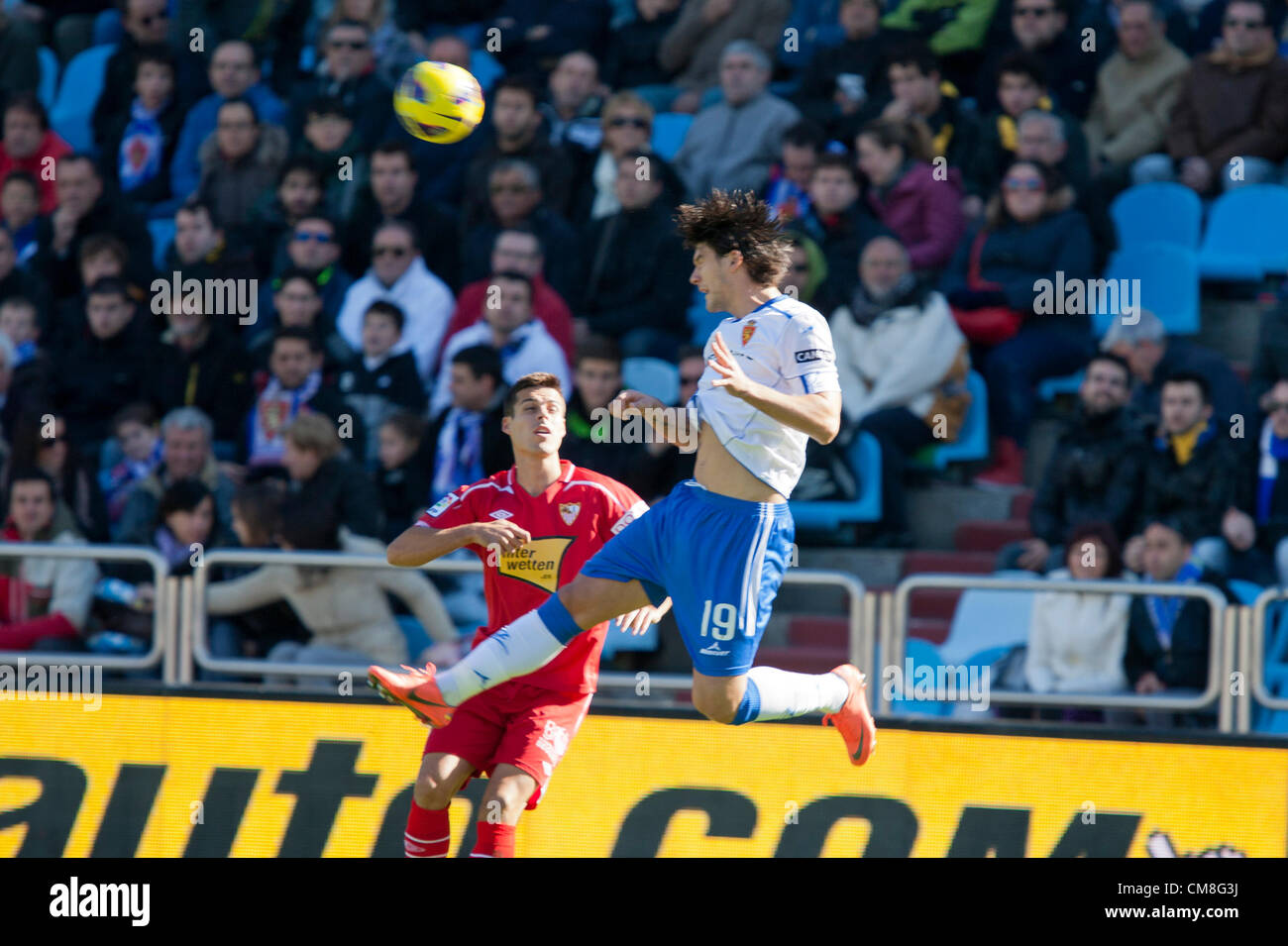28.10.2012 Zaragoza, Spanien.  Sapunaru in Aktion während der spanischen La Liga-Spiel zwischen Real Saragossa und Sevilla aus dem Estadio De La Romareda. Stockfoto