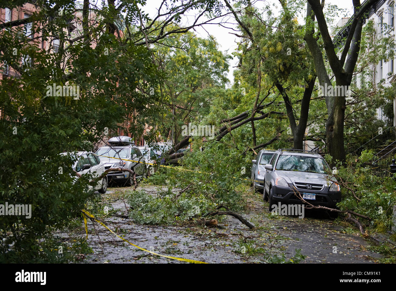 Hurrikan Sandy Nachmahd, Park Slope, Brooklyn, New York City, USA. Stockfoto