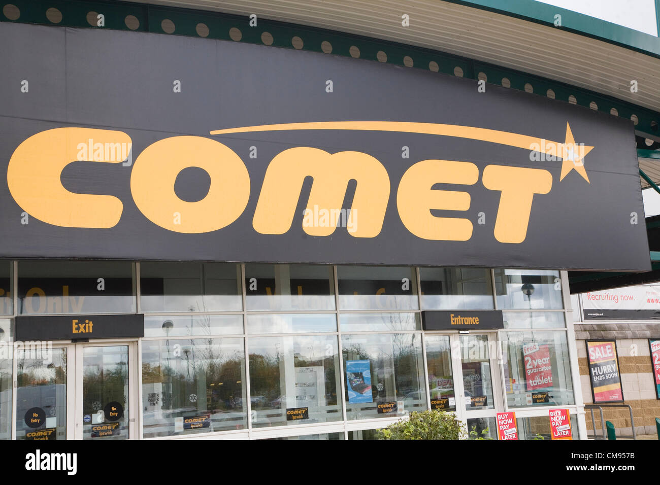 Ipswich, Suffolk. 1. November 2012 speichert Comet Store in Anglia Retail Park, Ipswich, England einer der rund 250 beschäftigt 6.500 Stockfoto