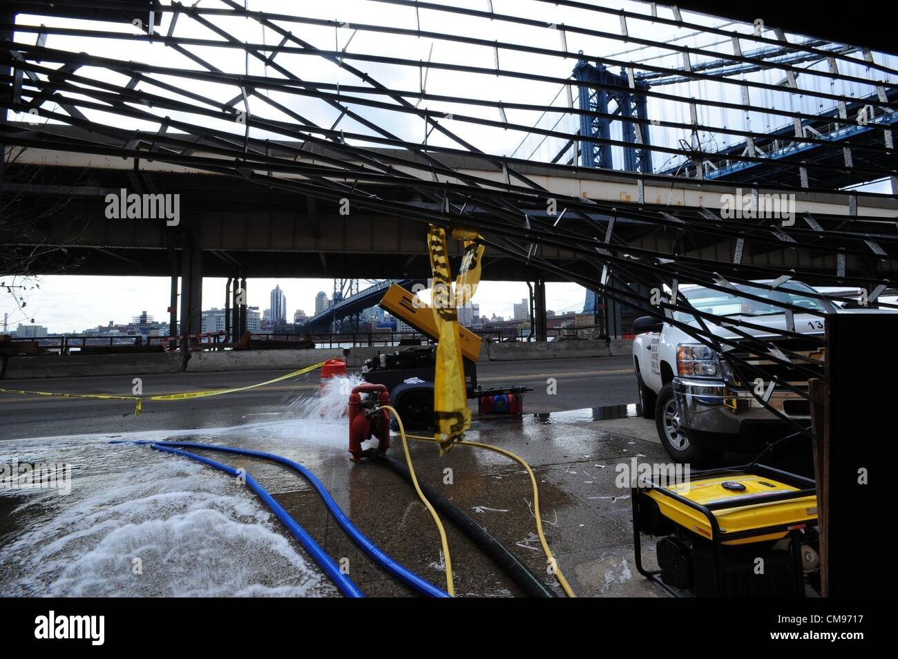 1. November 2012 - Manhattan, New York, USA - überfluteten Parkhaus an der 227 South Street nach den Auswirkungen des Hurrikans Sandy in New York, 1. November 2012. (Bild Kredit: Bryan Smith/ZUMAPRESS.com ©) Stockfoto