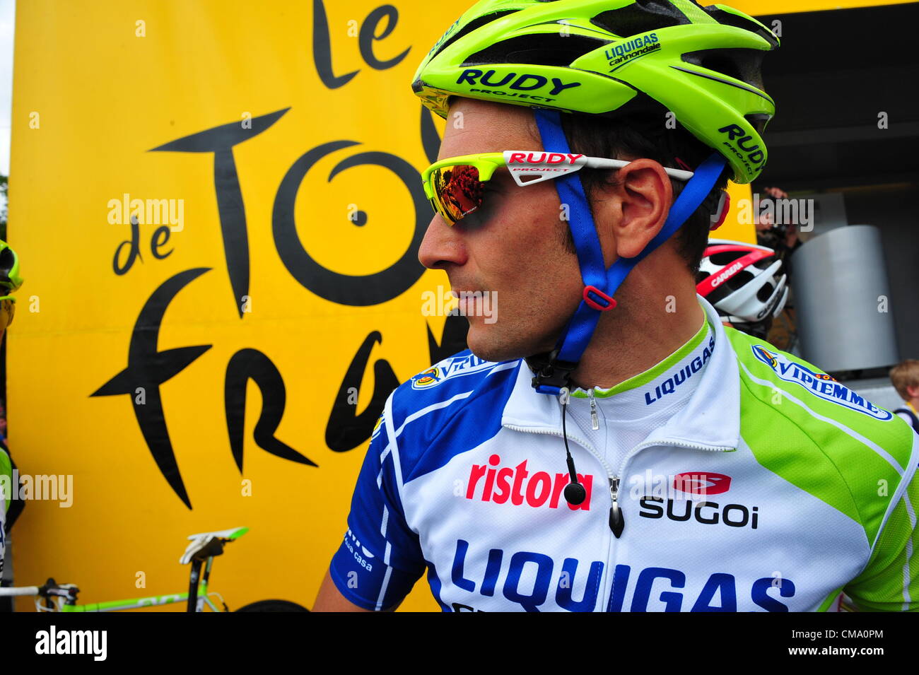 01.07.2012. Tour de France, Liega, Seraing. Stufe 1.  Liquigas 2012, Ivan Basso, Liegi Stockfoto