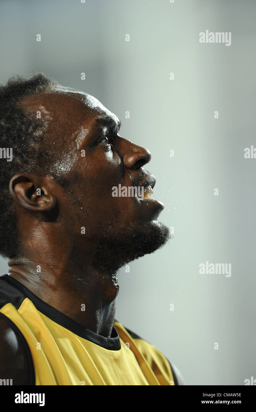 Usain Bolt (JAM), 4. September 2011 - Leichtathletik: Die 13. IAAF Leichtathletik WM - Daegu Männer 4x100m Staffel Finale 2011 im Daegu Stadium in Daegu, Südkorea. (Foto von Takashi Okui/AFLO) Stockfoto