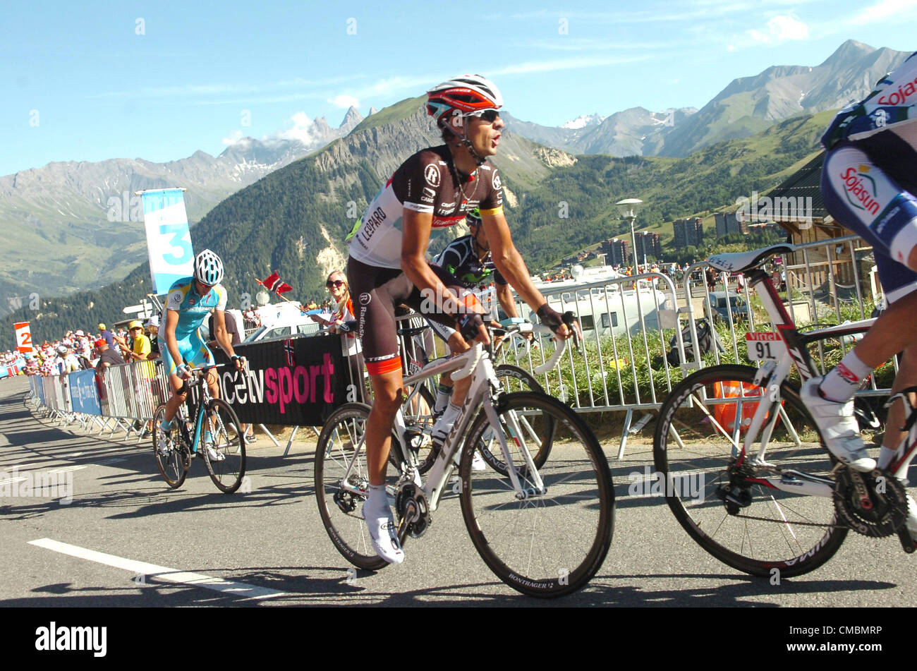 12.07.2012. Albertville nach La Toussuire, Frankreich.  Albertville - La Toussuire, Radioshack - Nissan 2012, Klöden Andreas, La Toussuire Stockfoto