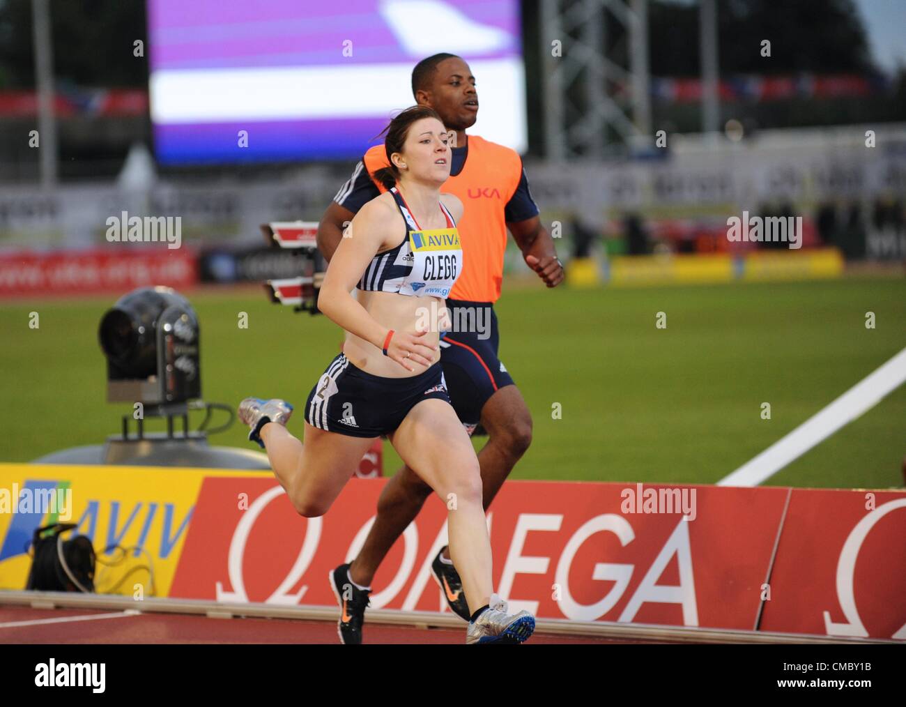 13.07.2012 London ENGLAND Elizabeth Clegg gewinnt die T12 100 M Damen Rennen beim Grand Prix von Aviva im Crystal Palace Stadium. Stockfoto